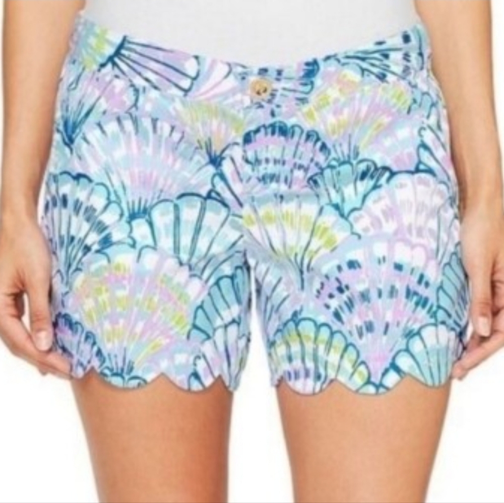 Lilly Pulitzer Oh Shello Print The Buttercup Scallop Shell Shorts Sz 6 Coastal